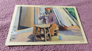 Native American Vintage Postcard Indian Drilling Turquoise - Picture 1 of 2