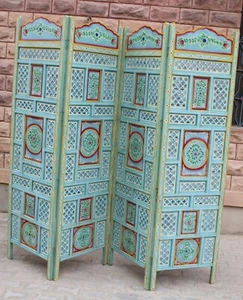 Indian handmade painted Room divider / screen room parttion solid wood - Picture 1 of 5