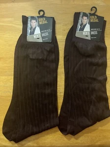 2 pares de calcetines de vestir marrón medalla dorada para hombre talla 10-13 se adapta a zapatos talla 6-12 - Imagen 1 de 2