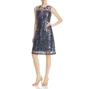 NEW Elie Tahari Olive Dress Womens Size 4 Purple Black Silver Lace Beaded Hem - Picture 1 of 12