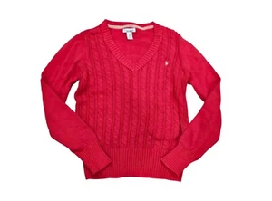 Old Navy Girls Holiday Winter Red V Neck Cable Knit Long Sleeve Sweater XL - Picture 1 of 4