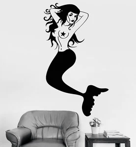 Vinyl Wall Decal Sexy Mermaid Retro Pin Up Style Sea Ocean Decor Stickers 1172ig - Picture 1 of 3