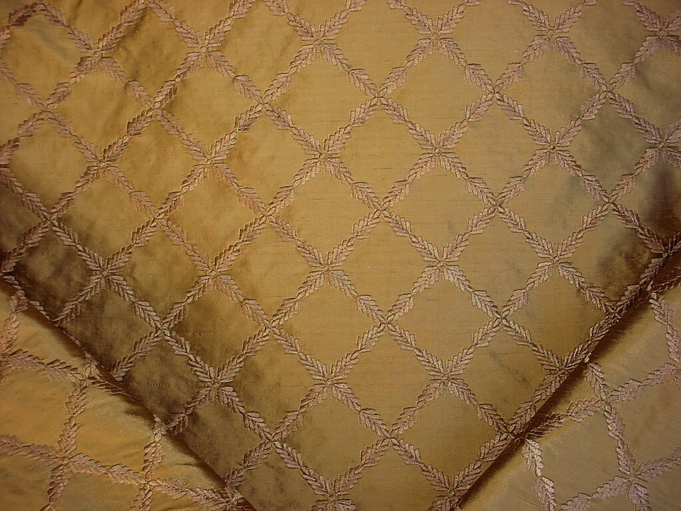 3-1/4 Kravet Couture 23855 Laurel Silk Brown Embroidered Upholstery Fabric - Image 1 of 4