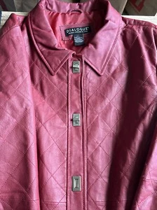 Dialogue Red Women’s Lined Jacket 100% Leather Sz 1X Pockets - Picture 1 of 7