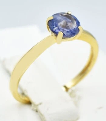 GENUINE 1.02 Cts IOLITE RING 10K YELLOW GOLD - Free Certificate Appraisal - NWT - Image 1 of 4