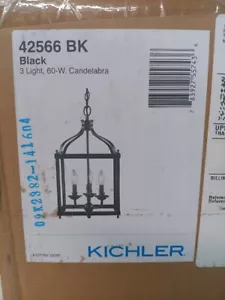 Kichler 42566BK Larkin 3 Light 12" Wide Foyer Pendant Black Indoor Lantern - Picture 1 of 2