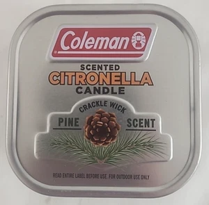 Coleman Pine Scented Citronella Candle - 6 Oz Tin with Wooden Crackle Wick - Picture 1 of 2