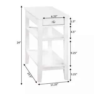 Convenience Concepts End Table 24" H X 11.25" W, White Wood W/ Charging Station - Picture 1 of 7