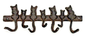 Vintage Gusseisen Katzenschwänze Wandhalterung 7 Haken Schlüsselhalter Schmuck Leine Aufhänger - Bild 1 von 5
