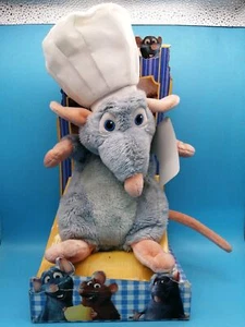 Disney Ratatouille Remy Pixar Rat Stuffed Toy Chef Hat Plush Toy - Foto 1 di 5