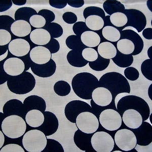 50cm x 90cm Vintage Tootal Spun Rayon Sewing Fabric 1950s Retro Blue Cream Spot - Picture 1 of 5
