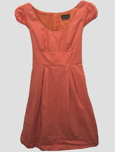 Max Cleo Dress Womens 6 Orange Cap Sleeve Tie Back Lined Back Zip Pleat Ladies - Picture 1 of 15