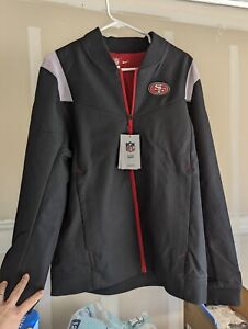 NIKE San Francisco 49ers Bomber Jacket Med Men Black Red On Field Full Zip