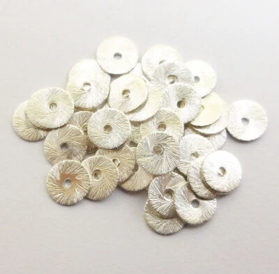 140 Pcs 6mm Brushed Flat Disc Sterling Silver Plated  id-270 - Image 1 of 3