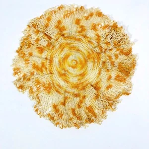 Vintage Yellow and White Crochet Doily Frilly Lace Handmade Retro - Picture 1 of 6