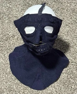 1940s Vintage WW2 Era British Wool Balaclava Ski Snow Mask Navy Blue Button - Picture 1 of 4