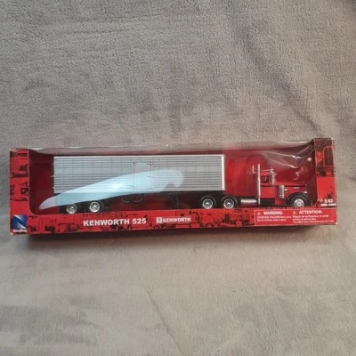 New Ray 1/43 Scale Die-cast 16303 Kenworth 525 Semi Truck Red W/Silver Trailer - Image 1 of 4