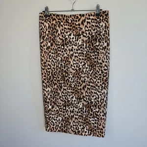 Forever New Sz 10 Skirt Womens Animal Print Pencil Zip Lined Rockabilly Pinup - Foto 1 di 9