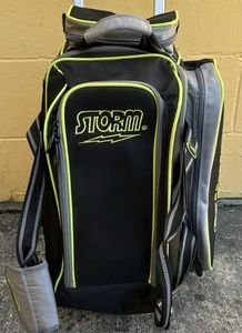 Storm Rolling Thunder Tote Two Bowling Ball Bag Black and Yellow - Picture 1 of 9