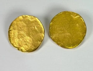 Pendientes de clip circulares vintage KJL dorado - Imagen 1 de 2