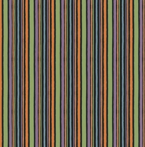 Feline Drive Fabric TRICK OR TREAT Stripe Black - Fat Quarter (18"x22") FQ - Picture 1 of 8