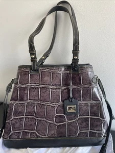 Dooney & Bourke Brown Croc Leather Large Tote Bag 🌺🌸 - Picture 1 of 21
