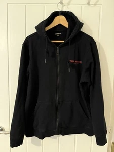 True Religion Black Red Outline Full Zip Hoodie Size Large - Picture 1 of 4
