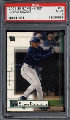 2001 SP Game-Used Super Prospects #63 Ichiro Suzuki Mariners PSA 9 Mint RC /500 - Image 1 of 2
