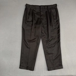Haggar Dress Pants Men’s 40x29 Black Classic Fit Pleated 100% Polyester Cuffed - Picture 1 of 9