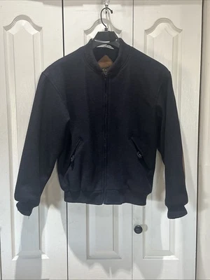 Chaqueta de bombardero de lana Eddie Bauer Canadá para hombre S parches en el codo de cuero Foto 1 de 4