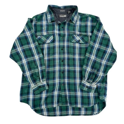Camisa de franela acrílica a cuadros verde Crescent Bay para hombre 1X forrada con botones Foto 1 de 4