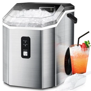 ZAFRO Nugget Ice Maker Countertop Portable 35Lbs/24H, 7Mins Ice Making, Silver - Picture 1 of 4
