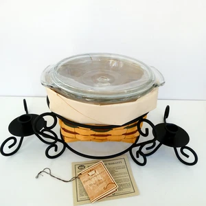 Peterboro Korb Schmiedeeisen Ständer Glas bedeckt Backform 2 Kerzenhalter - Bild 1 von 15