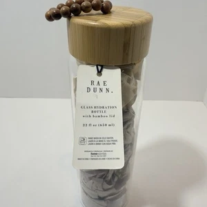 RAE DUNN Live Glas Wasserflasche 22oz Bambus Deckel Trink Landhausstil NEU - Bild 1 von 6