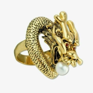ANILLO ETNOX ""PEARL DRAGON"" ACERO INOXIDABLE GRANDE DRAGÓN PULIDO TALLA 59 - Imagen 1 de 1