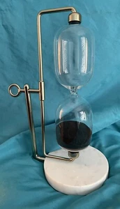 Contemporary Hourglass Marble Base Table Top Decor Sand Glass Countdown - Picture 1 of 4