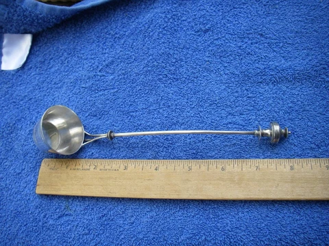 Early WHITING Sterling BUCKET Form SAUCE LADLE-TURNED DISKS Finial-#38 Cover