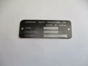 Placa placa Kawasaki moto Tokyo motor bike 20x56mm - Imagen 1 de 1