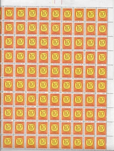✱ PORTUGAL ✱ BOB 1967 - POSTAGE DUE - 10 CTVS COMPLETE SHEET - MNH - Picture 1 of 1