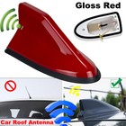 Universal Gloss Red Car Shark Fin Antenna AM/FM Radio Signal Aerial Roof Kit