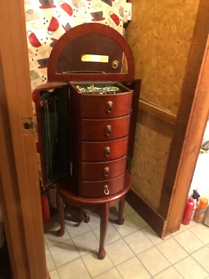 French Louis XV style Demi Lune mahogany jewelry chest - Image 1 of 4