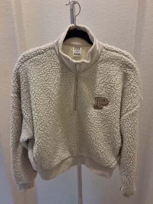 Pullover polar Victoria's Secret ROSA talla M crema/marfil Sherpa 1/4 cremallera Foto 1 de 4