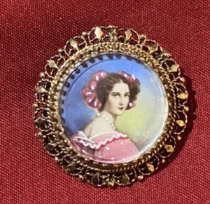Vintage 14K Gelbgold viktorianische Frau Porträt Pin/Anhänger - Bild 1 von 3