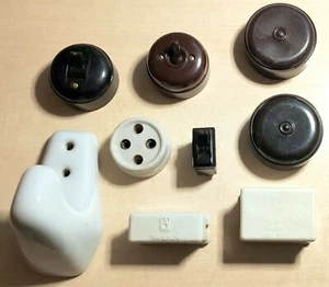 Alte Baustoffe aus Mallorca-Finca++Kippschalter-Wandhaken-Elektrodosen++Bakelit - Bild 1 von 5