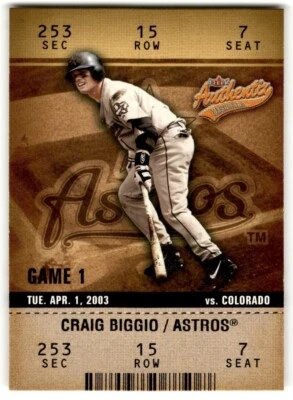 2003 Fleer Authentix Craig Biggio #4 Houston Astros - Image 1 of 2