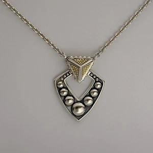 LAGOS KSL Pyramid Drop Pendant Necklace in Sterling Silver & 18K Yellow Gold - Picture 1 of 2