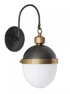 Regina Andrew Otis Wall Sconce Round White Glass Brass $620 15-1056BBNB - Picture 1 of 8
