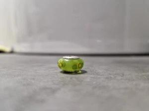 Pandora Green Murano Glass Charm with Green Flowers - Silver - Picture 1 of 4