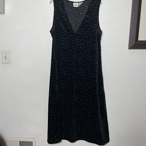 Vintage 90 S Floral Print Bentley Velour Velvet Maxi Dress Cottagecore Size L - Picture 1 of 9