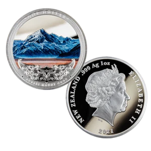 2021 - Moneda de prueba de plata de 1 OZ - 2021 Discover Nueva Zelanda - Aoraki Mount Cook - Imagen 1 de 5